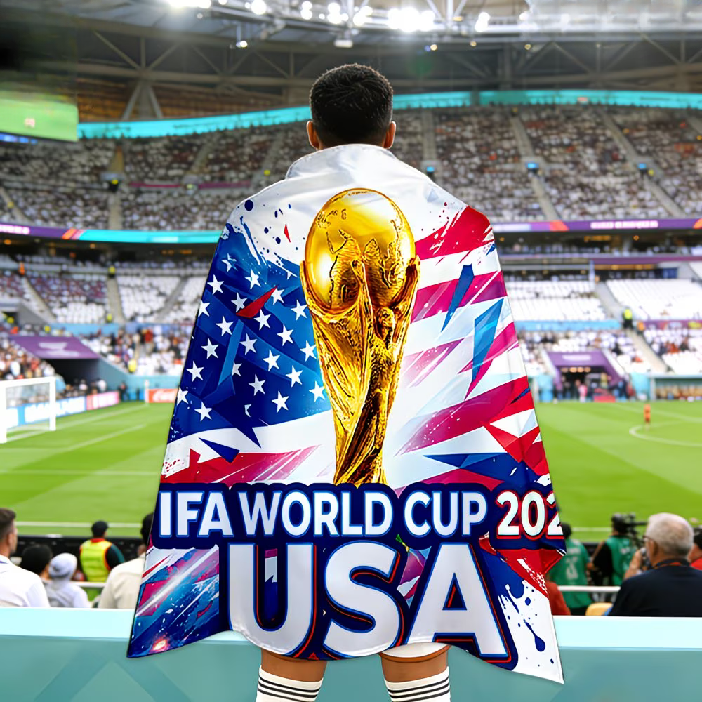 USA Flag Banner World Cup Fan Cape Soccer Stadium Flag