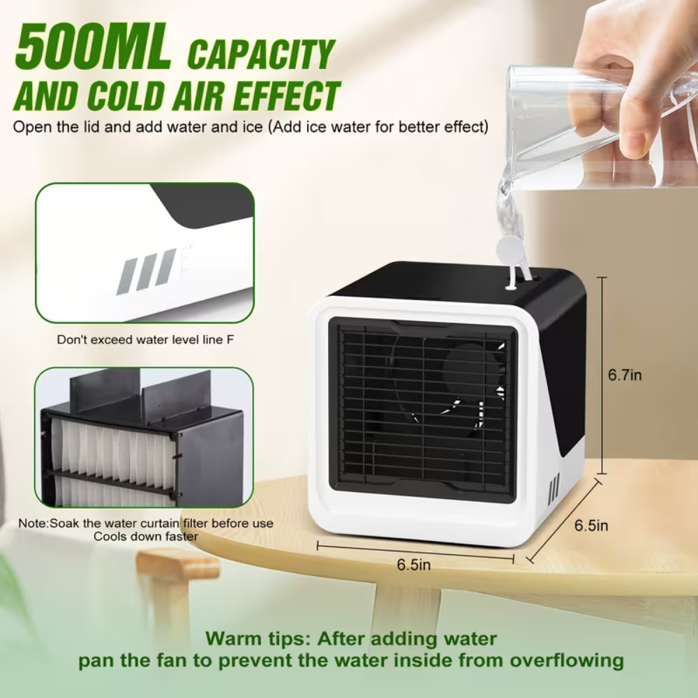Přenosná klimatizace Mini chladicí ventilátor USB tichý