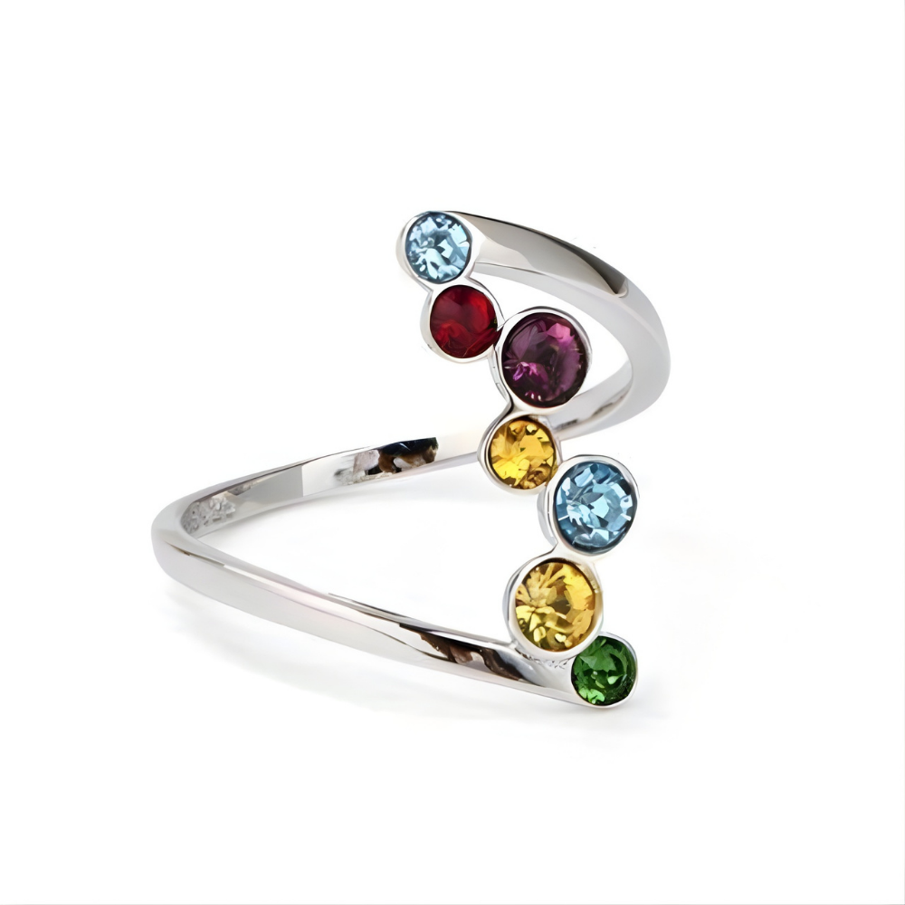 Prsten Kameny Narození Stříbrný Zirkon Nastavitelný