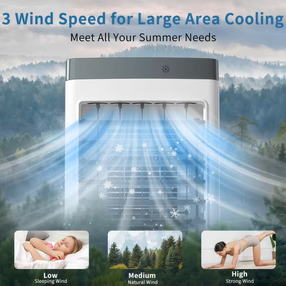 Condizionatore d'Aria Portatile Raffrescatore Evaporativo Ventilatore per Ambienti Grandi