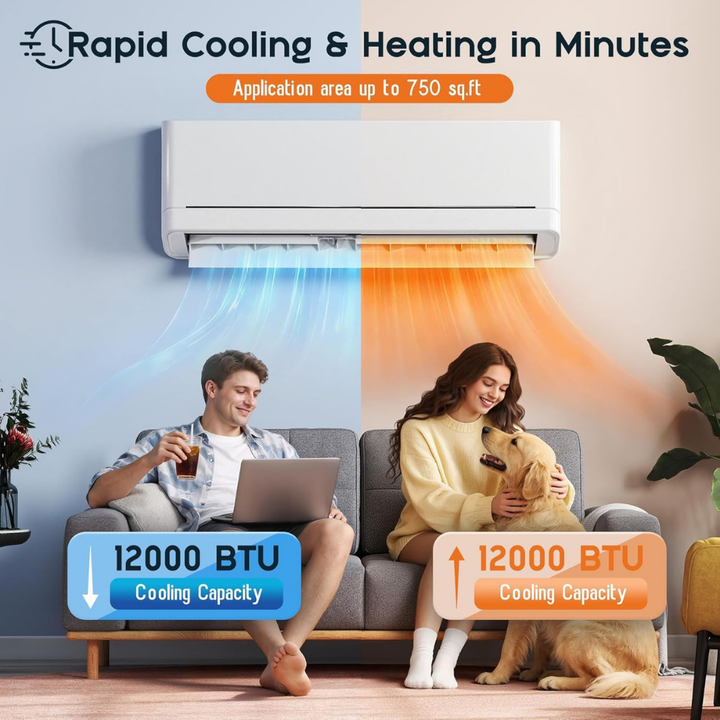 Condizionatore d'Aria Portatile Mini Split Unità di Raffreddamento e Riscaldamento 12000 BTU