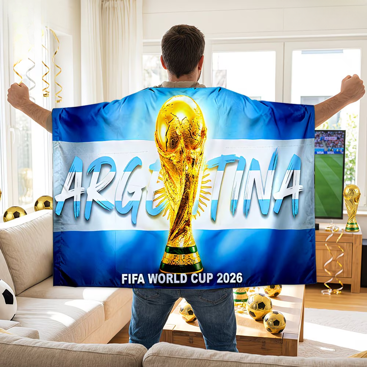 Fotbalová vlajka Argentina Mistrovství světa Fanouškovský plášť velký