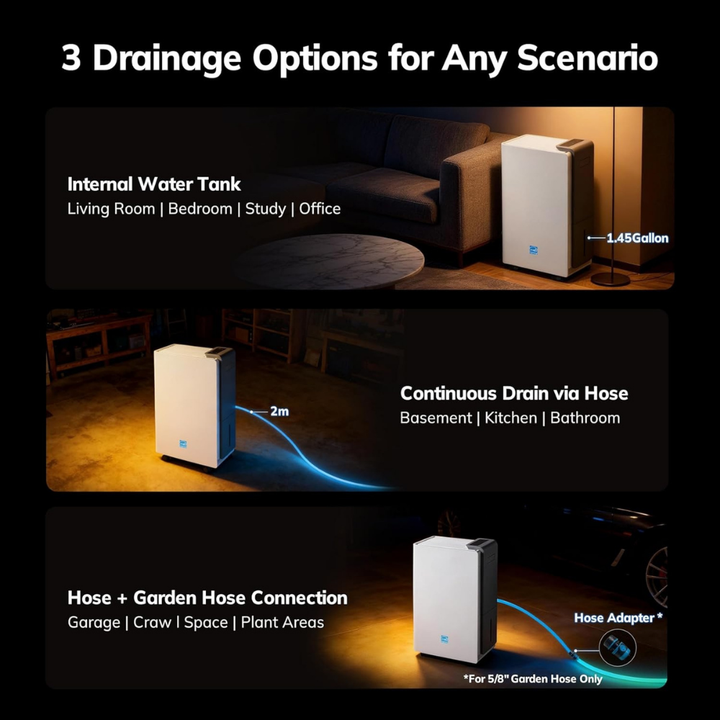 Dehumidifier Large Capacity Compressor Quiet Home Moisture Control