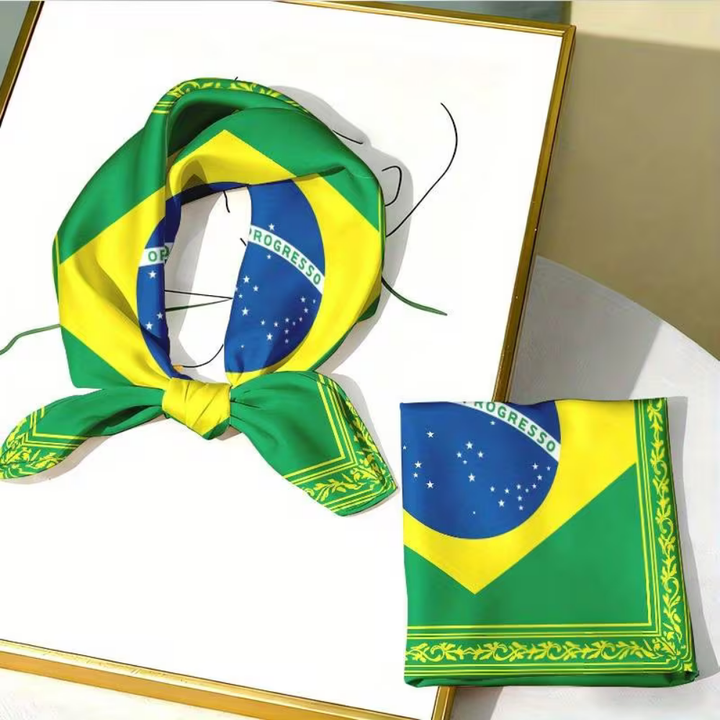 Head Scarf Brazil Flag World Cup Square Fashion Bandana