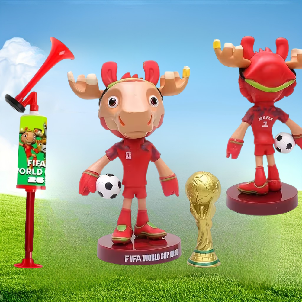 Set Tromba ad Aria Coppa del Mondo con Figurina Mascotte Decorazione per Feste