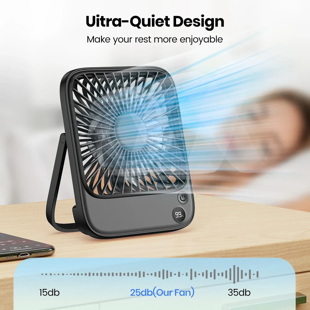 Box Fan Portable Battery Operated Adjustable USB Fan