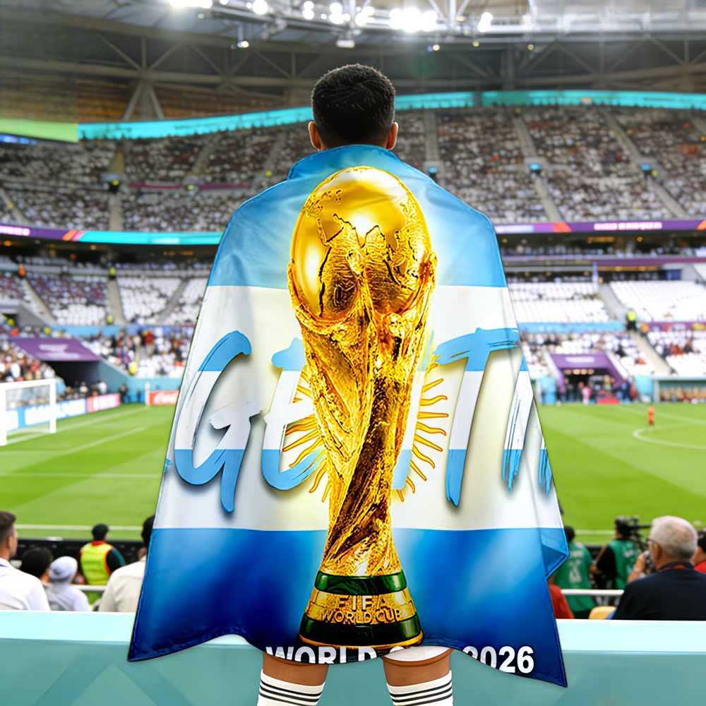 Fotbalová vlajka Argentina Mistrovství světa Fanouškovský plášť velký