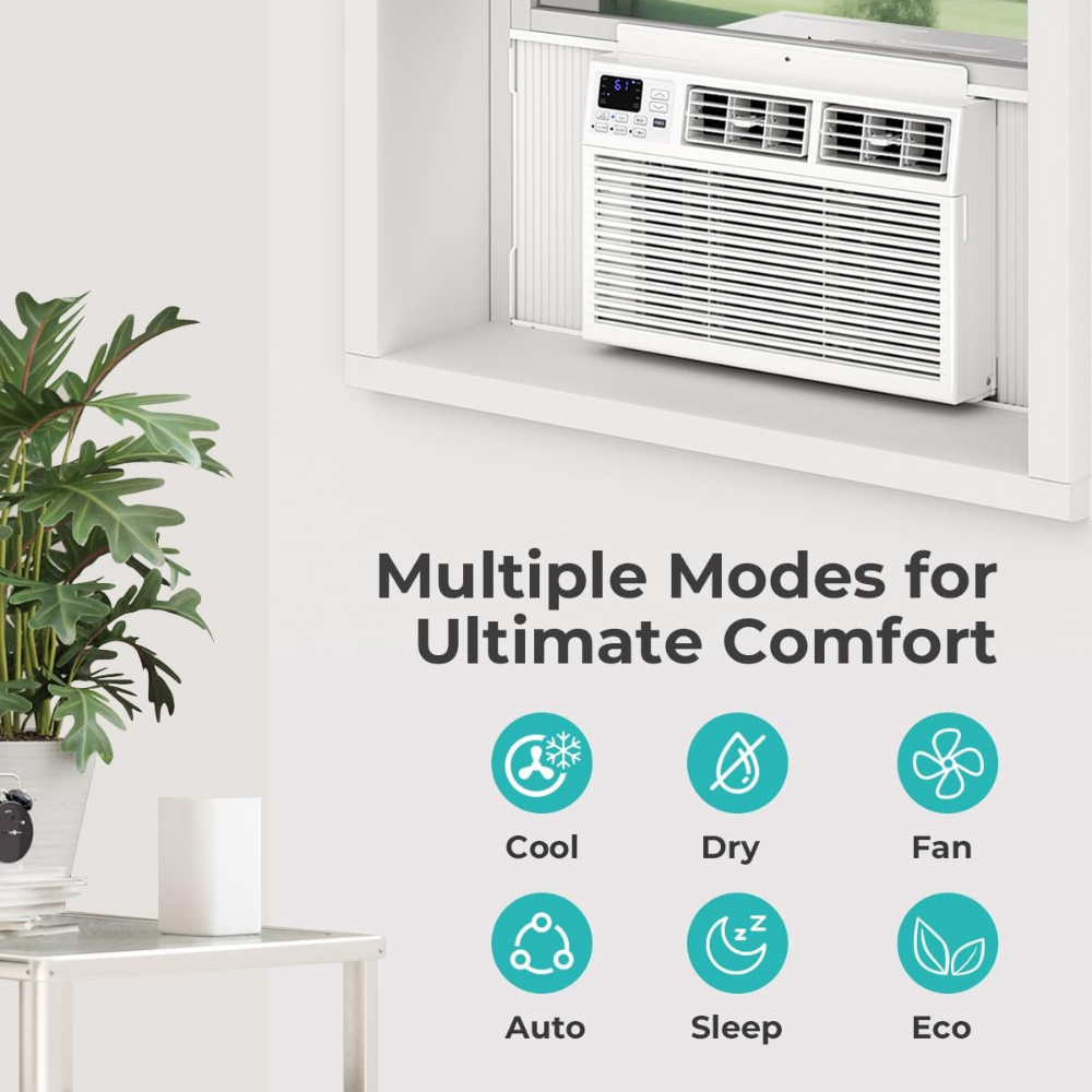 Fenster-Klimagerät 8000 BTU Intelligente Kühlung Leise Mittelgroßer Raum Luft