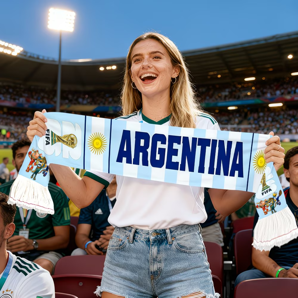 Soccer Scarf Argentina Flag World Cup Fan Cheer Accessory