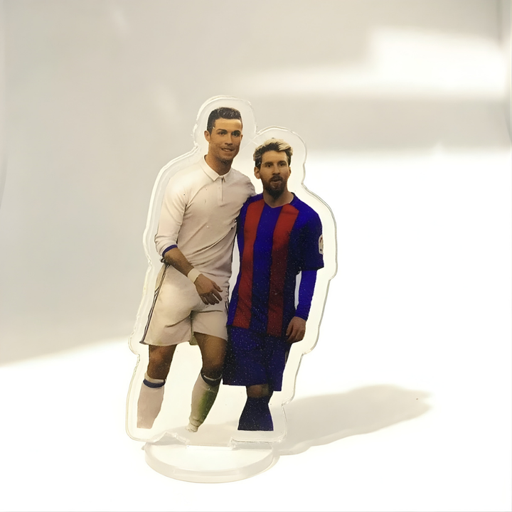 Espositore con figurina giocatore in posa d'azione calcio Coppa del Mondo