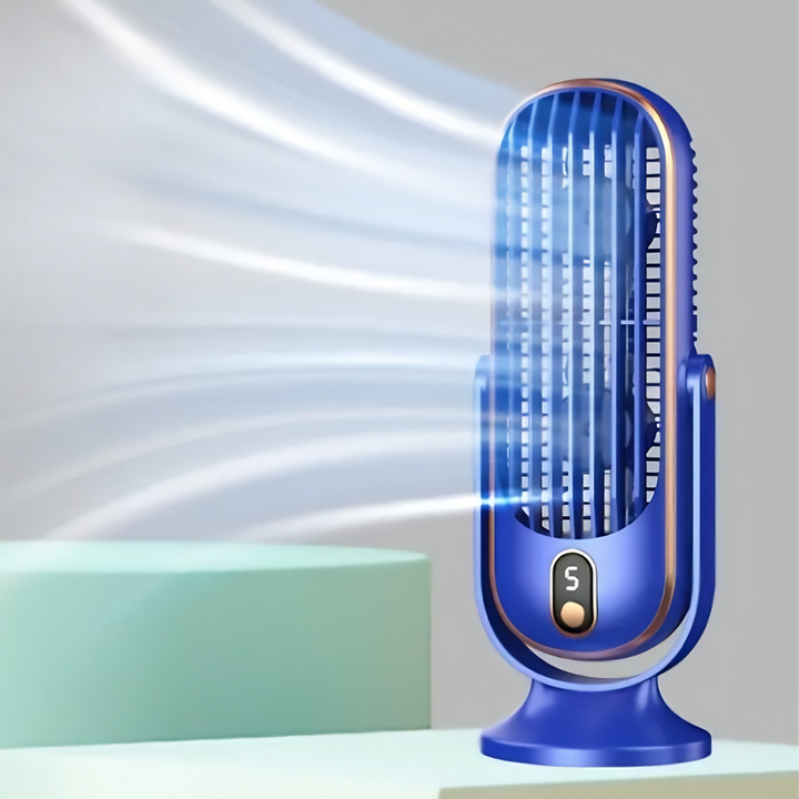 Věžový ventilátor s chlazením, dobíjecí baterií a odpařovacím chladičem