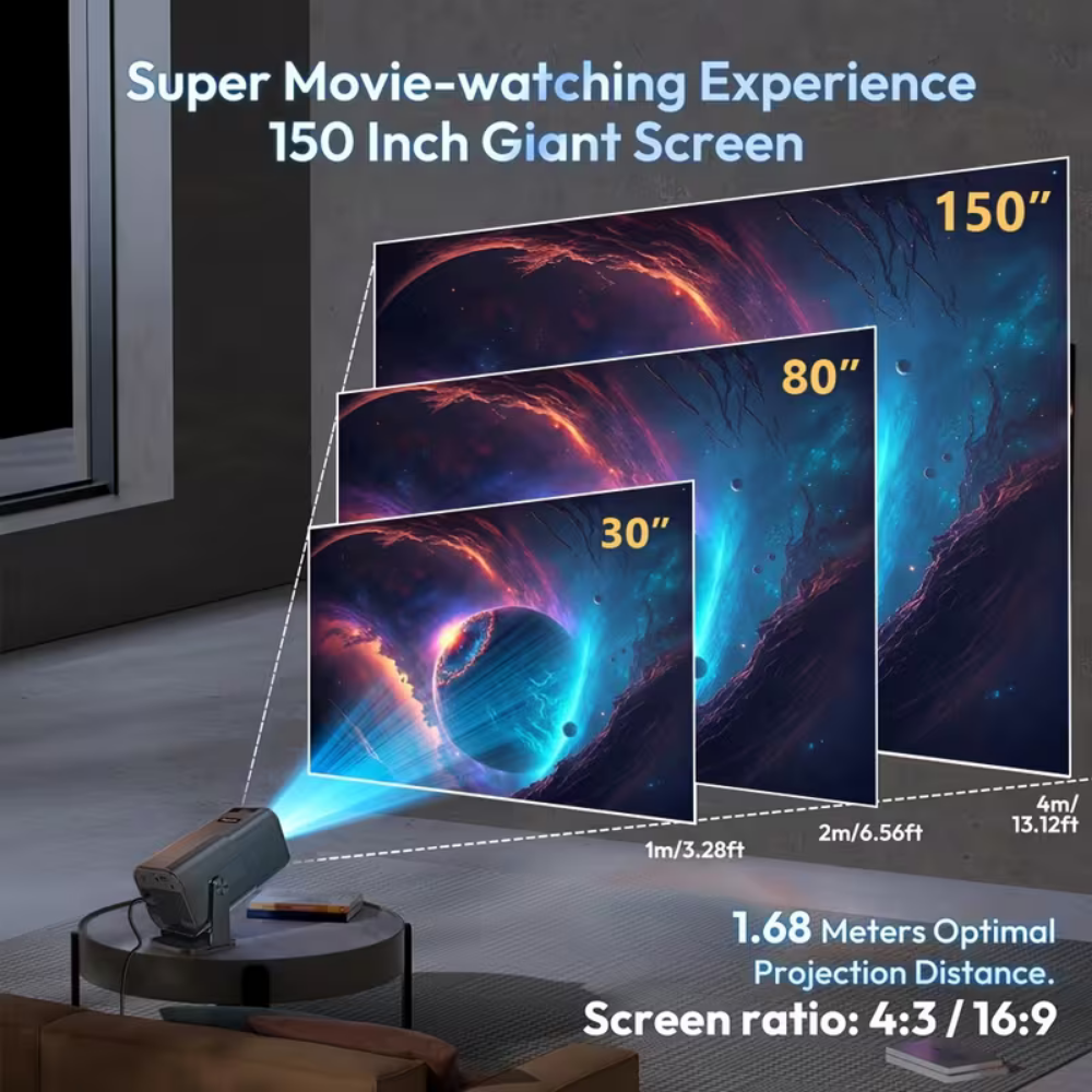 Mini Projector World Cup 1080P Smart Portable WiFi 4K Android