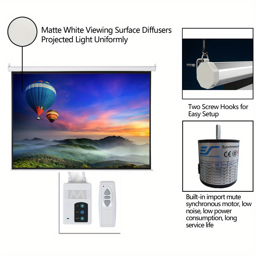 Projector Screen World Cup Motorized 100 Inch Remote Home Theater