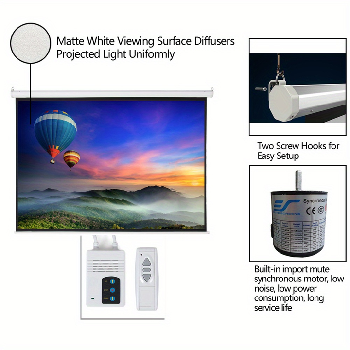 Projector Screen World Cup Motorized 100 Inch Remote Home Theater