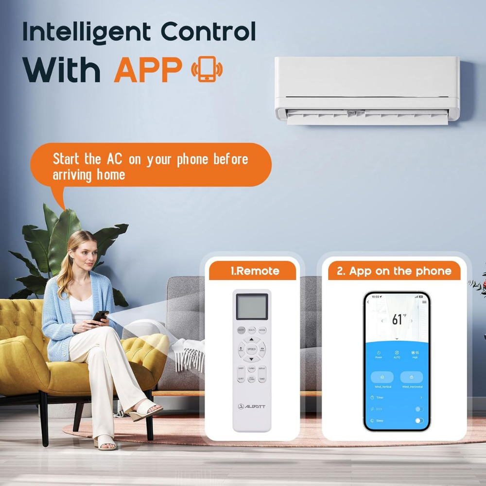 Condizionatore d'Aria Portatile Mini Split Unità di Raffreddamento e Riscaldamento 12000 BTU