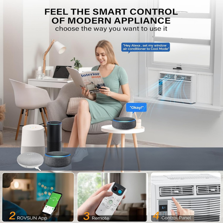 Window AC Unit 6000 BTU Smart Cooling Quiet Room Air Conditioner