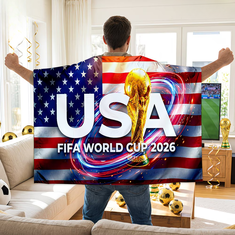Bandiera Coppa del Mondo USA Scialle da Tifoso Calcio in Poliestere