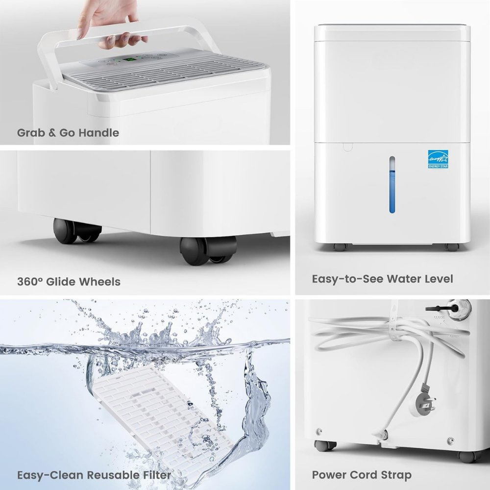 Dehumidifier Large Room Energy Efficient Smart Portable Air Dryer