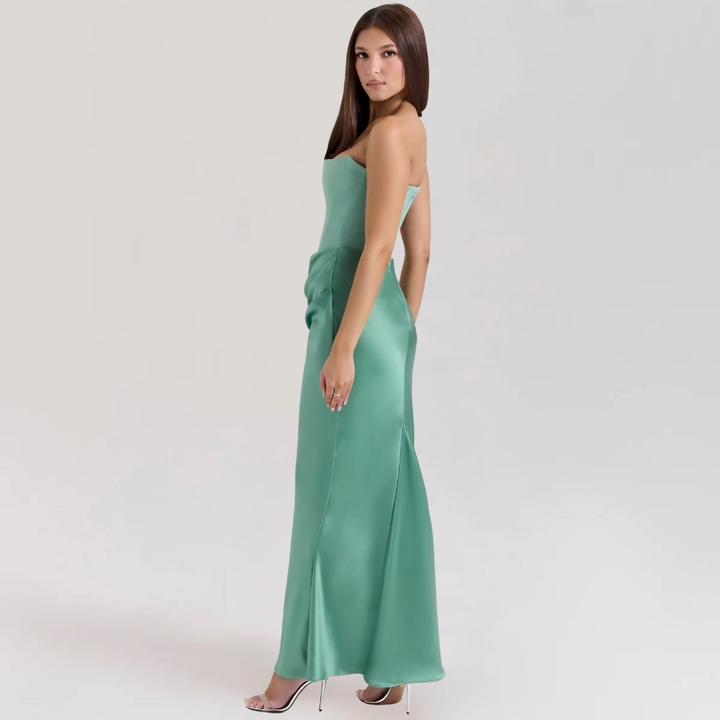 Formal Dress Corset Evening Gown Strapless Event Satin Gown