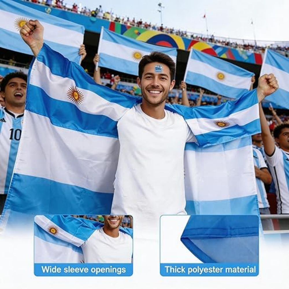 Argentina Flag Soccer Fan Kit World Cup Cape Scarf Set