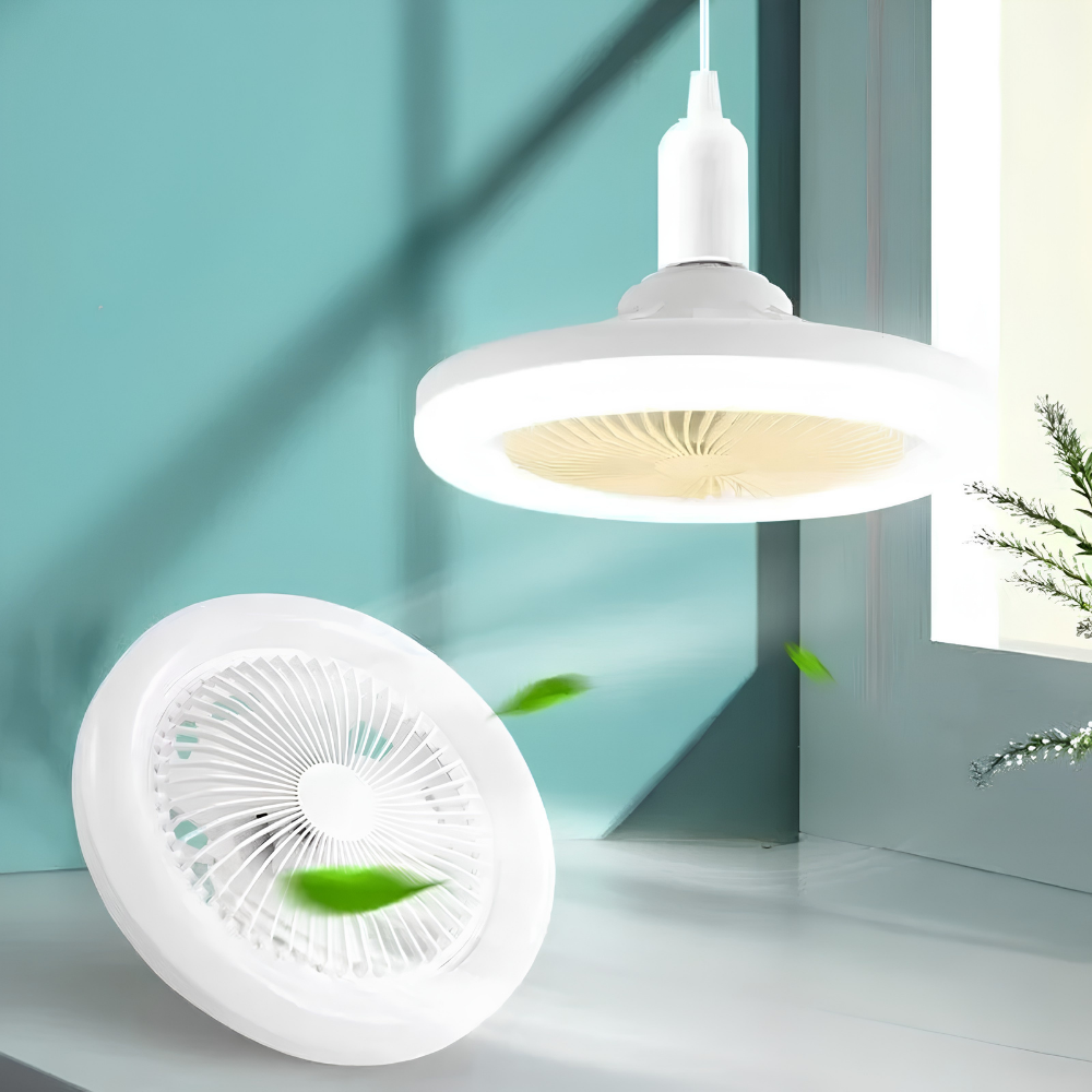 Deckenventilator mit Kühlfunktion, LED-Licht E27, Fernbedienung, Leuchte