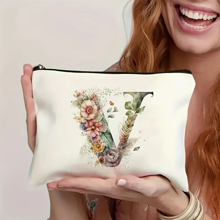 Kosmetiktasche Kosmetiketui mit Blumenmuster und Reißverschluss Buchstabe Z Muttertagsgeschenk