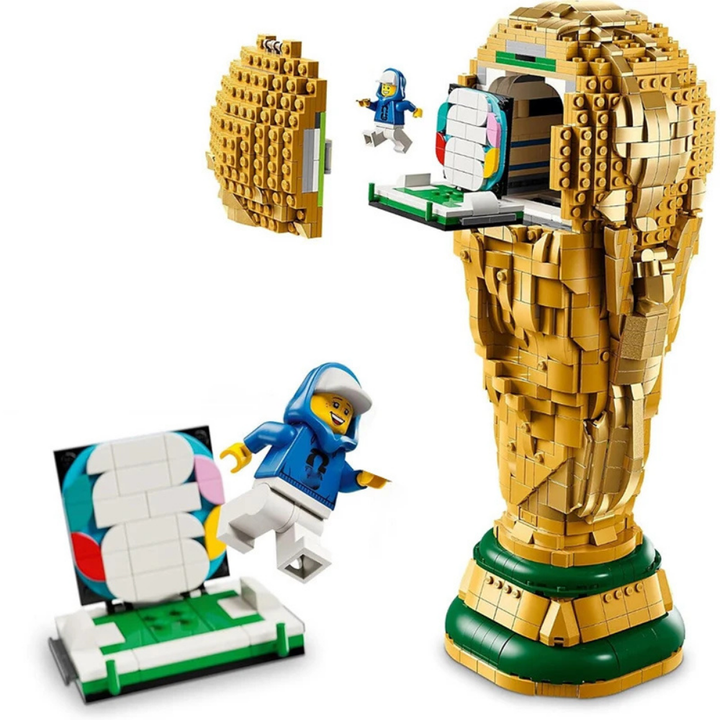 Building Blocks Trophy Model Gold Soccer Cup Display Set