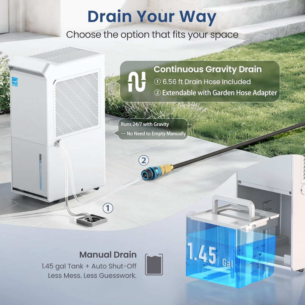 Dehumidifier Large Room Energy Efficient Smart Moisture Control