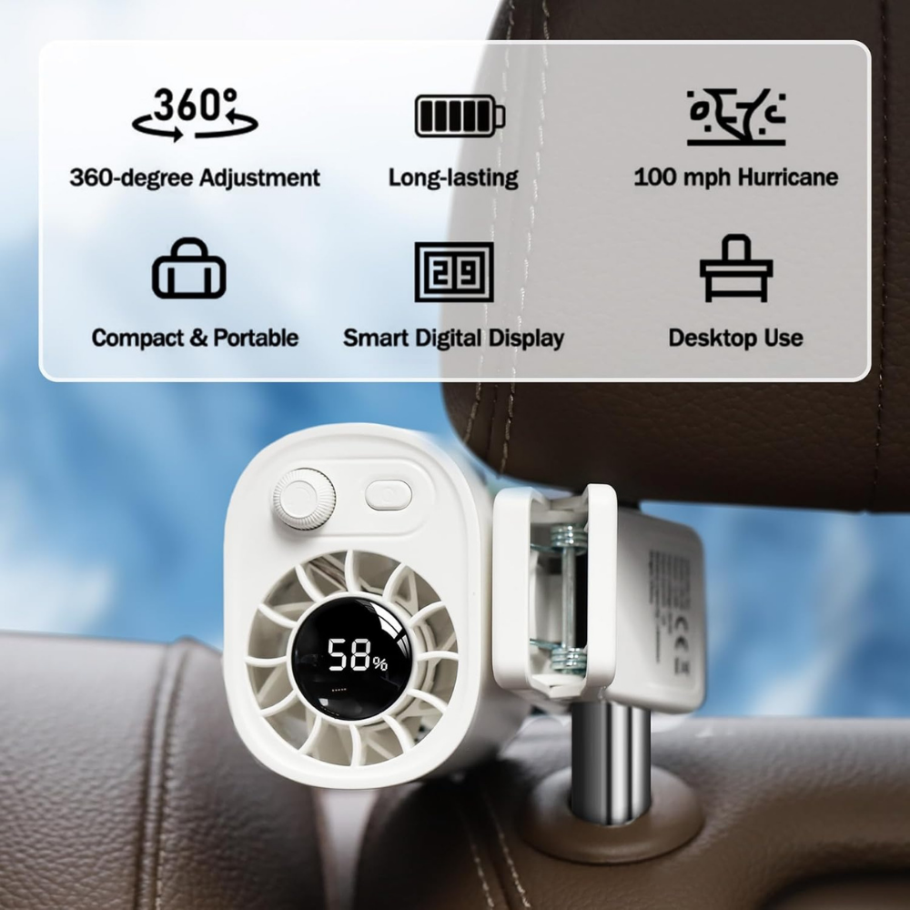 Clip On Fan Portable Cooling Fan Rechargeable Wearable Cooler
