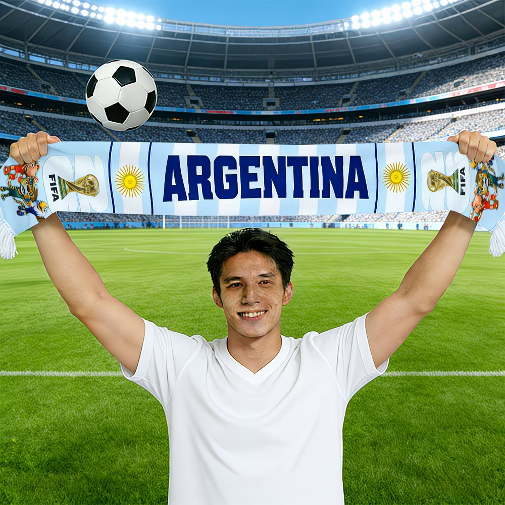 Soccer Scarf Argentina Flag World Cup Fan Cheer Accessory