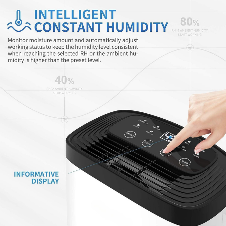 Dehumidifier Large Room Portable Quiet Moisture Control Air Dryer