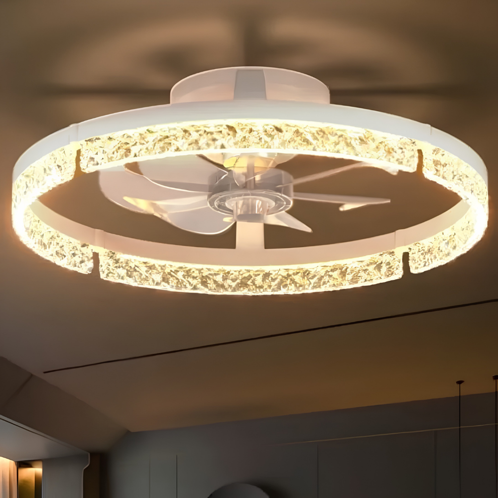 Stropní ventilátor s chlazením, dálkovým ovládáním a stmíváním