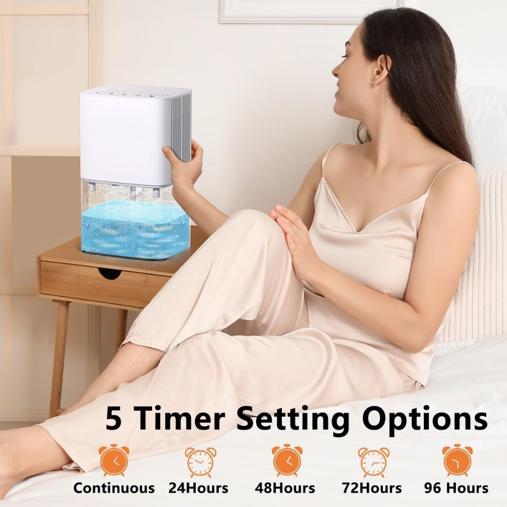 Dehumidifier 58oz Tank Portable Quiet Bedroom Bathroom Air Drying