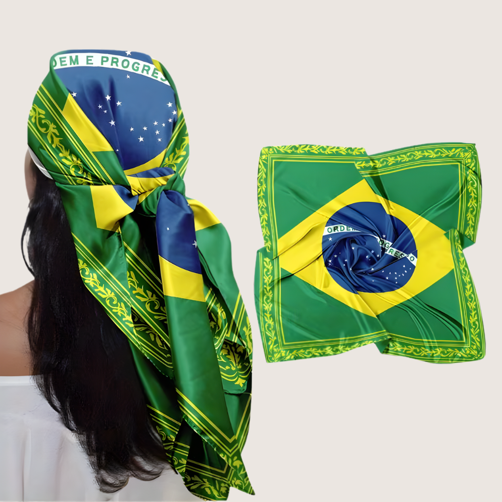 Head Scarf Brazil Flag World Cup Square Fashion Bandana