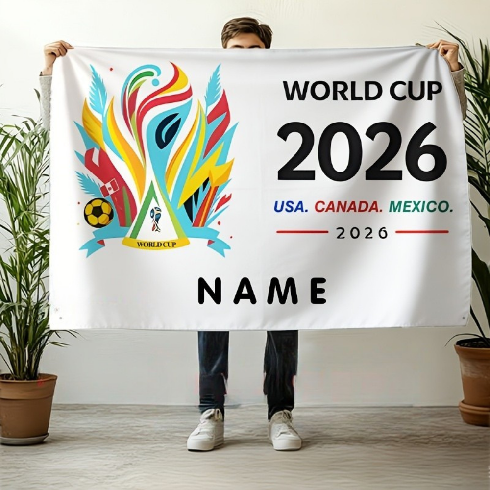 Vlastní banner Fanouškovská vlajka Mistrovství světa ve fotbale s personalizovaným textem