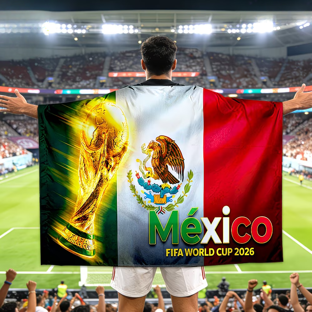 Mexico Flag Banner World Cup Soccer Fan Cape Polyester