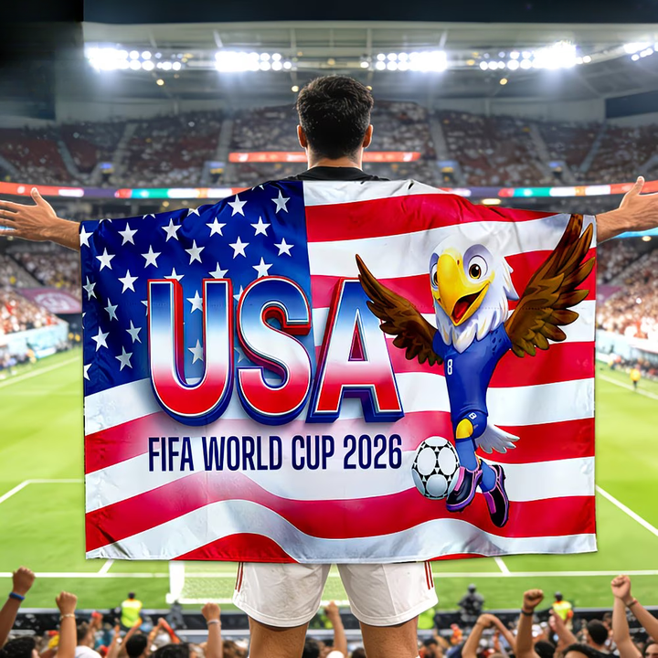 Mantella da tifoso di calcio Coppa del Mondo con bandiera USA in poliestere