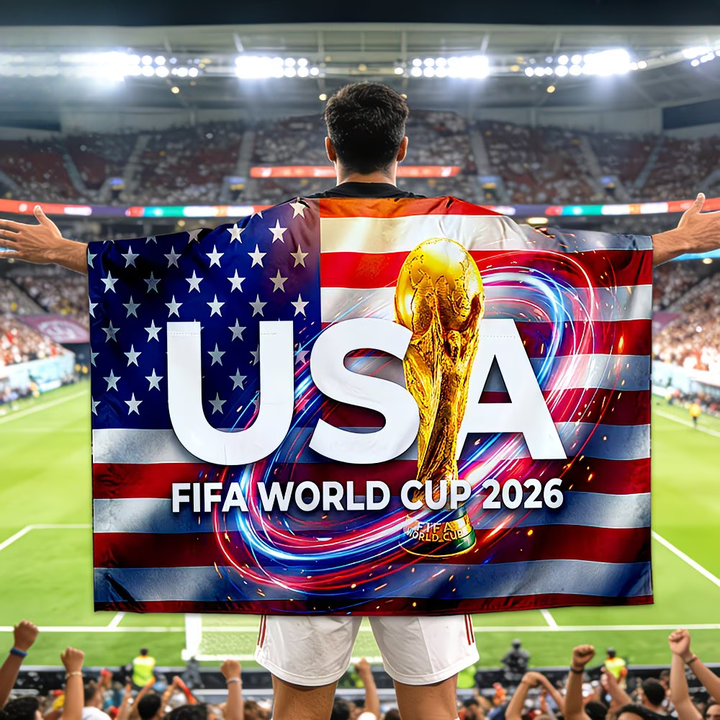 Bandiera Coppa del Mondo USA Scialle da Tifoso Calcio in Poliestere