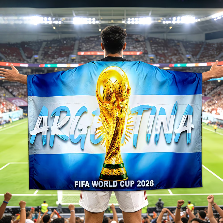 Fotbalová vlajka Argentina Mistrovství světa Fanouškovský plášť velký
