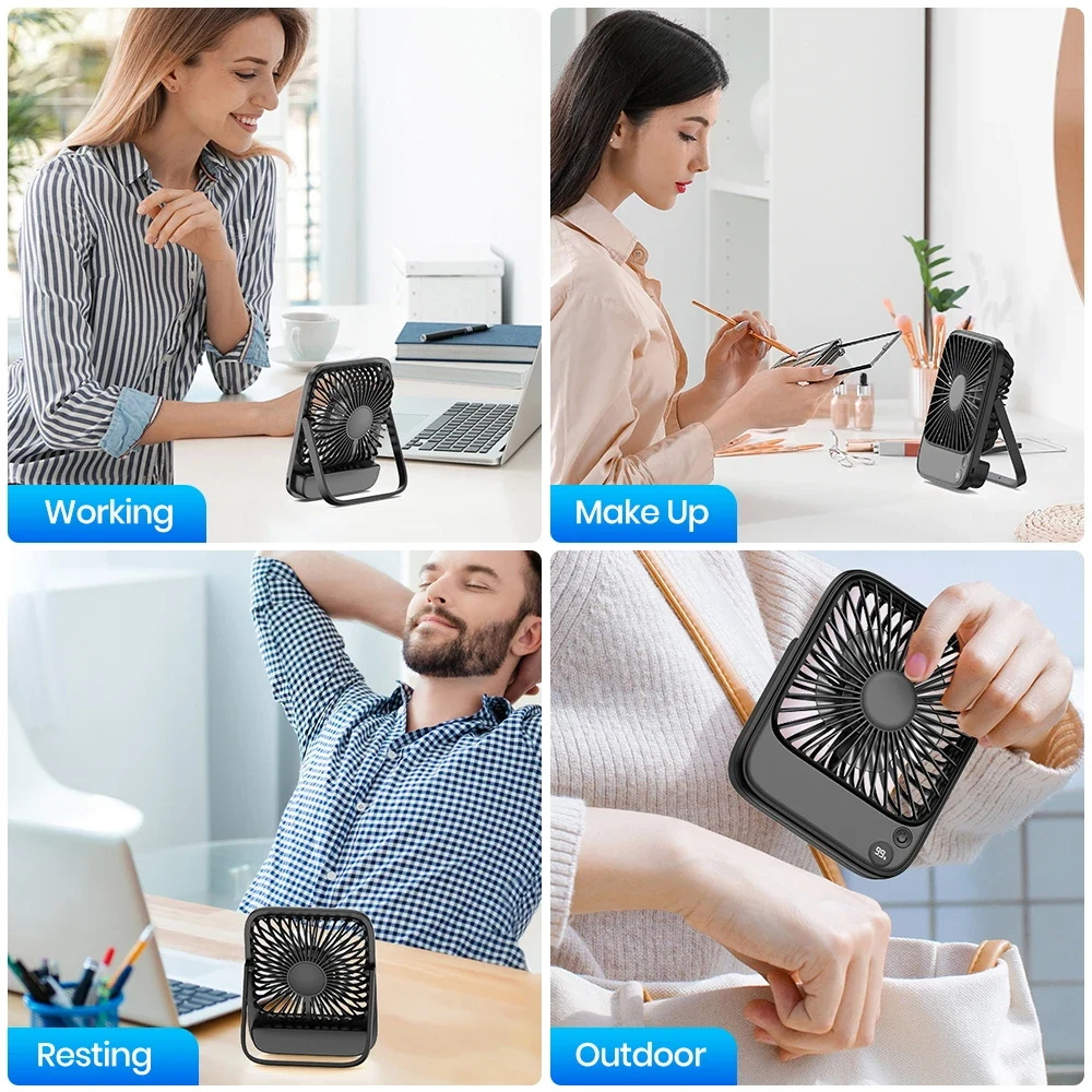 Box Fan Portable Battery Operated Adjustable USB Fan