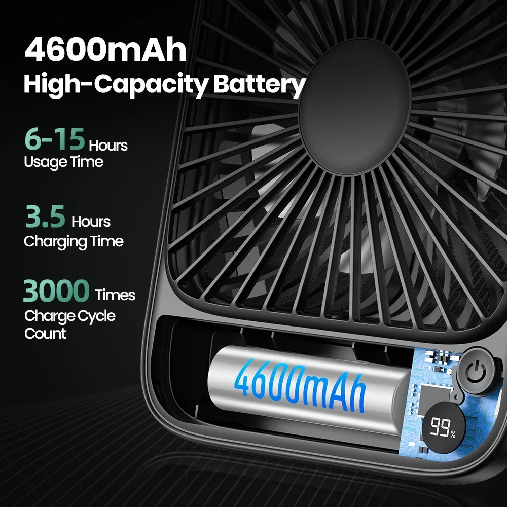 Box Fan Portable Battery Operated Adjustable USB Fan