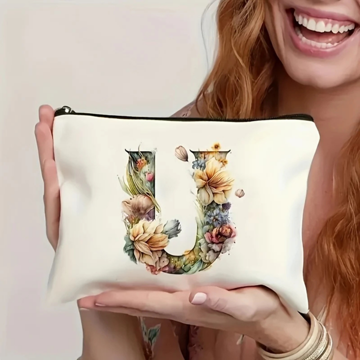 Kosmetiktasche Kosmetiketui mit Blumenmuster und Reißverschluss Buchstabe Z Muttertagsgeschenk
