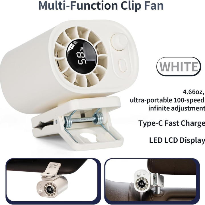 Clip On Fan Portable Cooling Fan Rechargeable Wearable Cooler