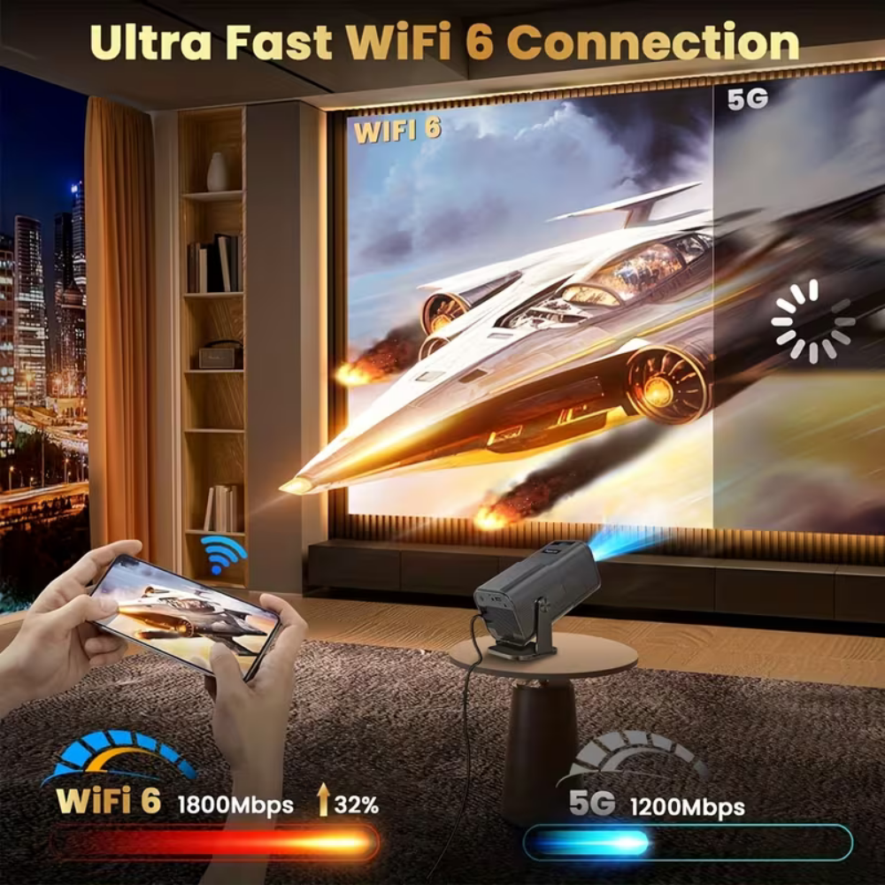 Mini Projector World Cup 1080P Smart Portable WiFi 4K Android