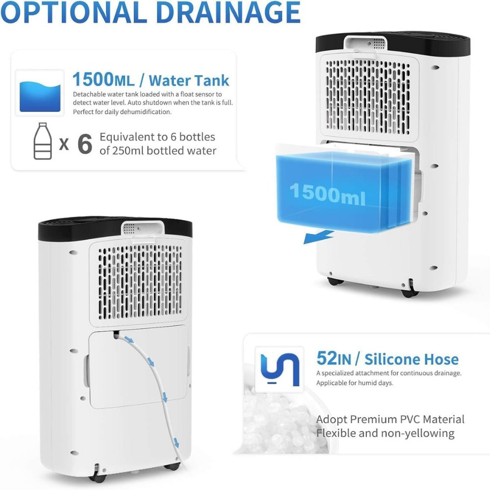 Dehumidifier Large Room Portable Quiet Moisture Control Air Dryer