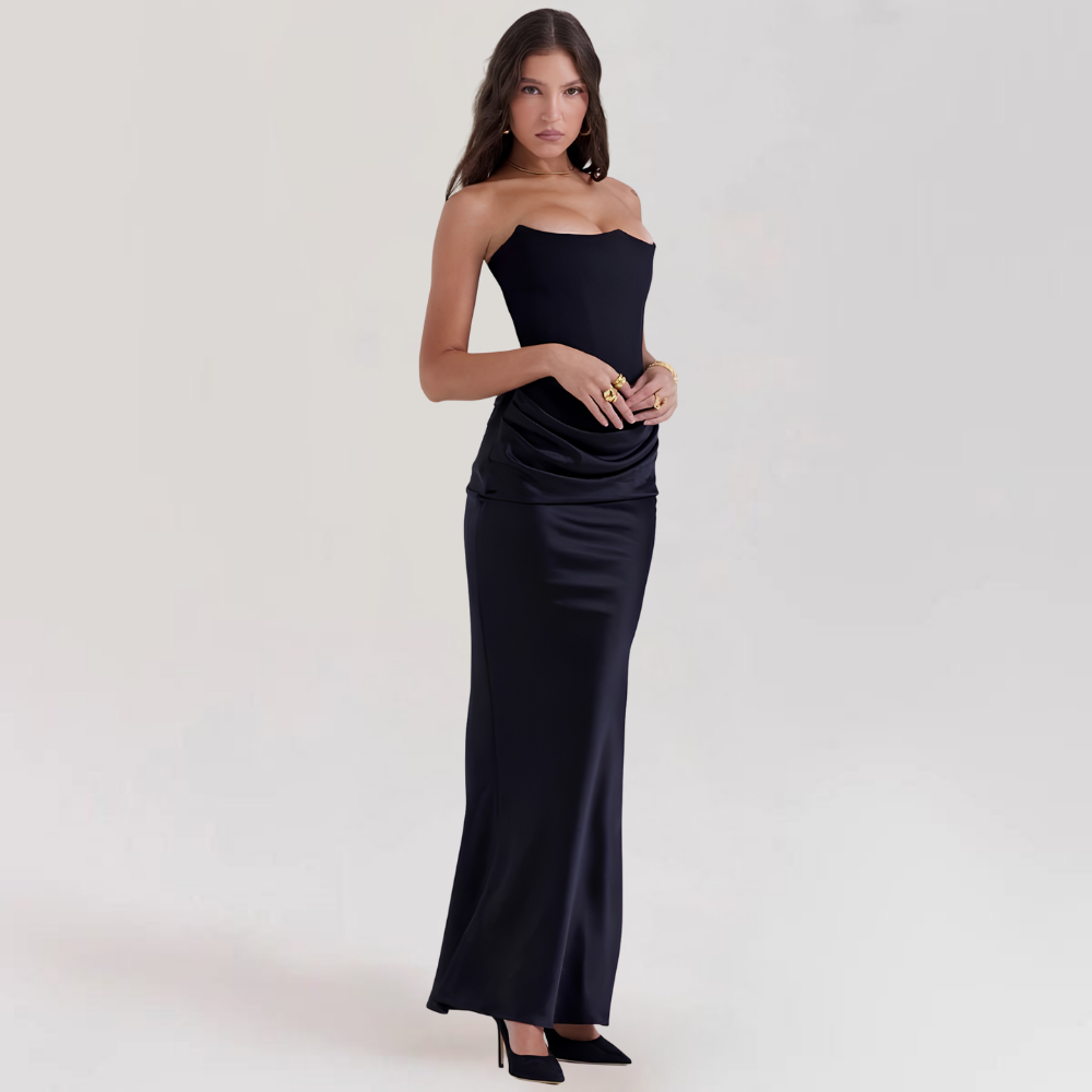 Formal Dress Corset Evening Gown Strapless Event Satin Gown