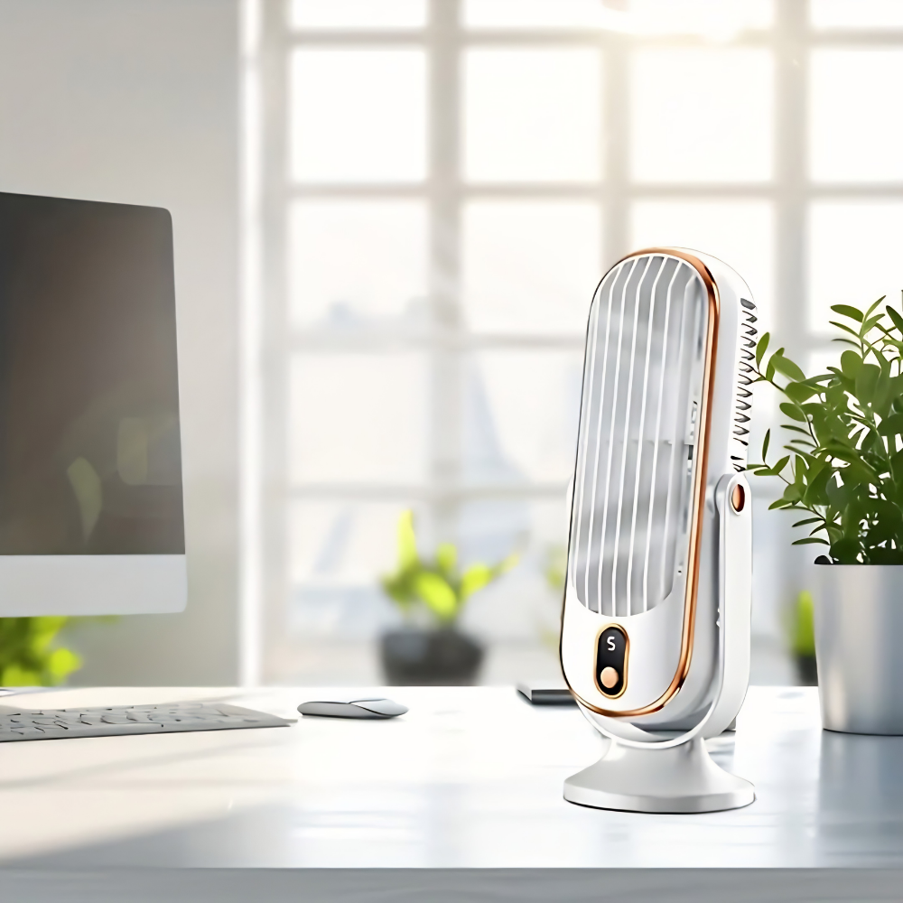 Věžový ventilátor s chlazením, dobíjecí baterií a odpařovacím chladičem