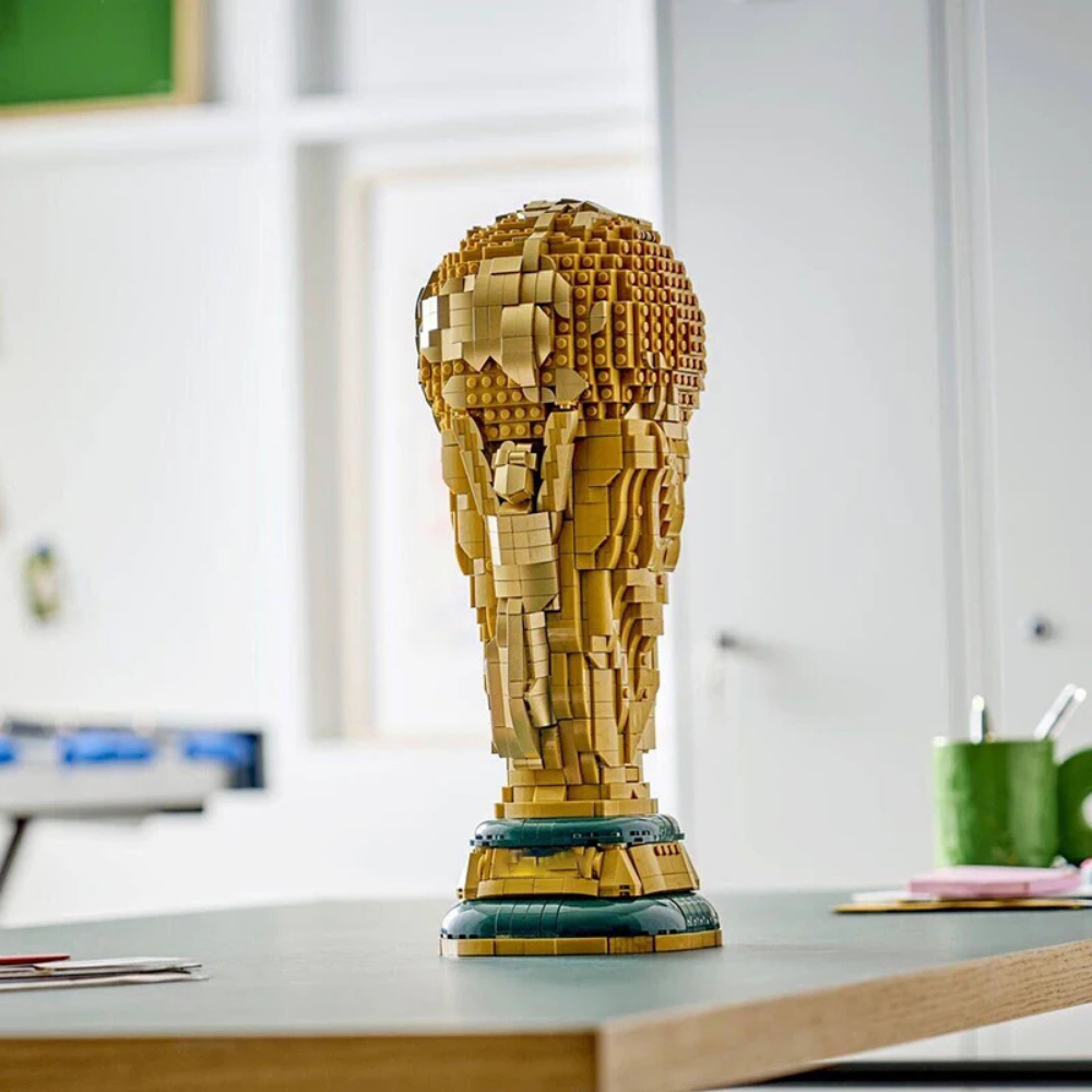 Building Blocks Trophy Model Gold Soccer Cup Display Set