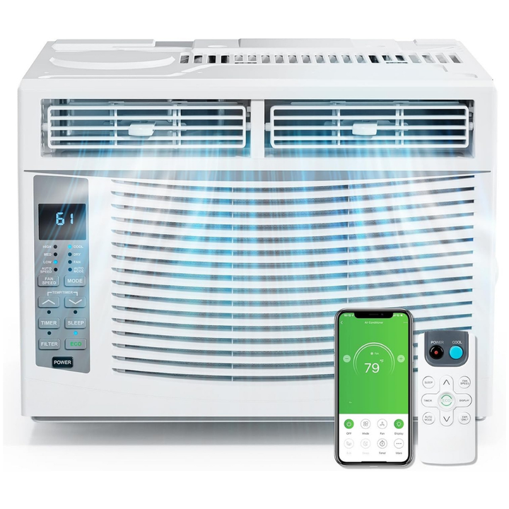 Window AC Unit 6000 BTU Smart Cooling Quiet Room Air Conditioner