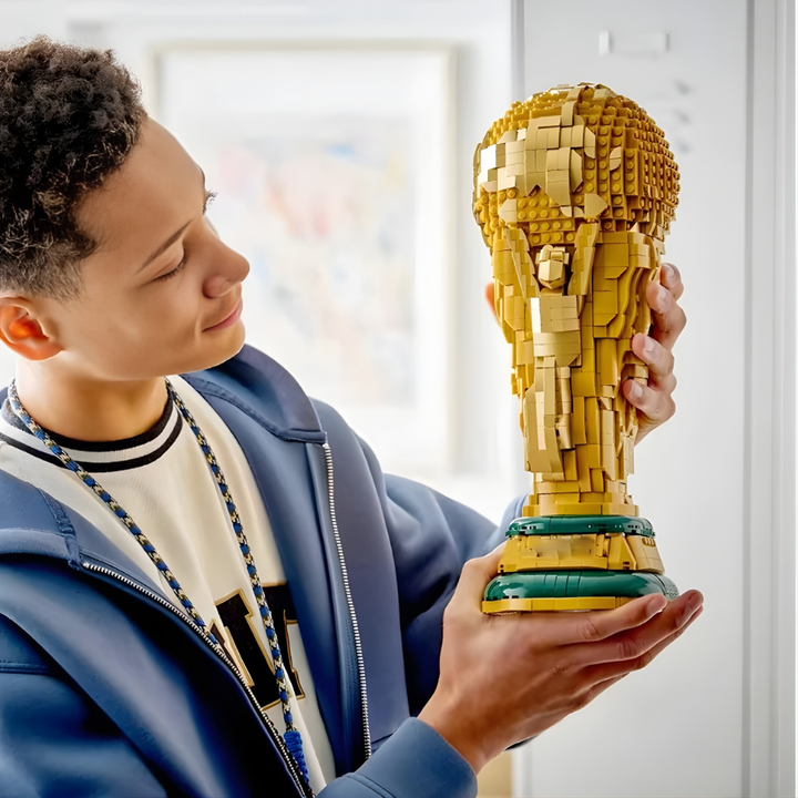 Building Blocks Trophy Model Gold Soccer Cup Display Set